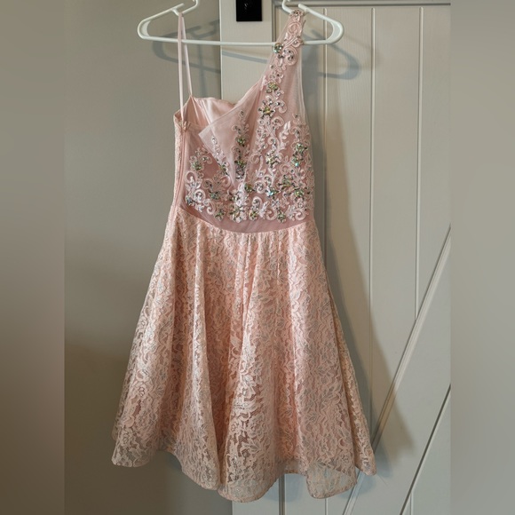 NWOT Sequin Hearts Juniors Women’s Size 3 Pink Silver Dress Mesh Rhinestone Back - Picture 2 of 11